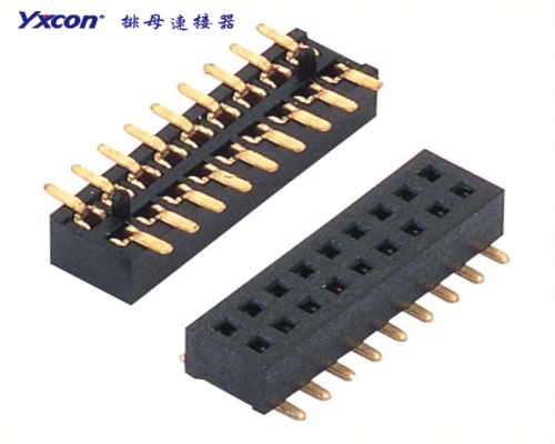 1.27Female Header， Dual Rows， SMT ，U type，  Plastic height， Belt column