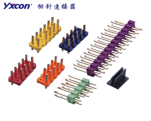 2.54Pin Header，Dual Rows， single plastic，180°， multicolour