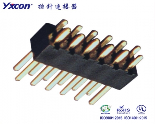 2.54Pin Header， Dual Rows， single plastic H4.3 180°