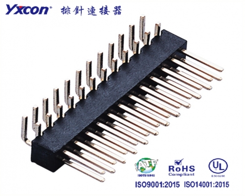 2.54Pin Header， Dual Rows， single plastic，H4.3 ，90°