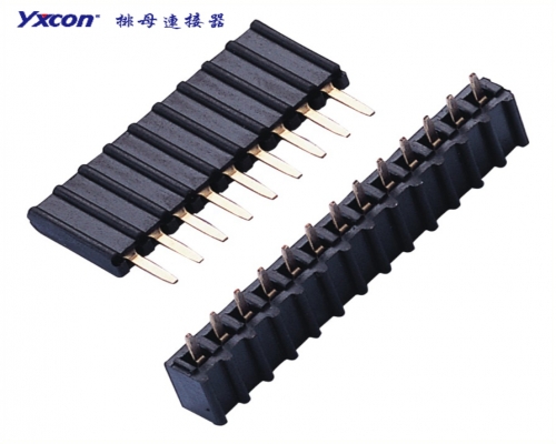 2.54Female Header， single row  ，180° ， U type    ，Wave plastic