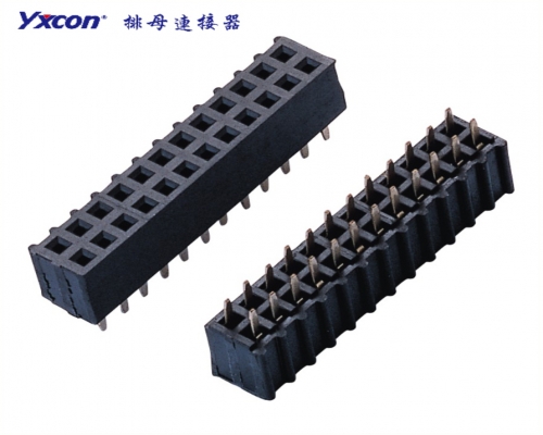 2.54Female Header，Dual Rows，  180°，Wave plastic
