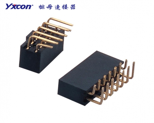 2.54Female Header，  Dual Rows，  90°， Y type