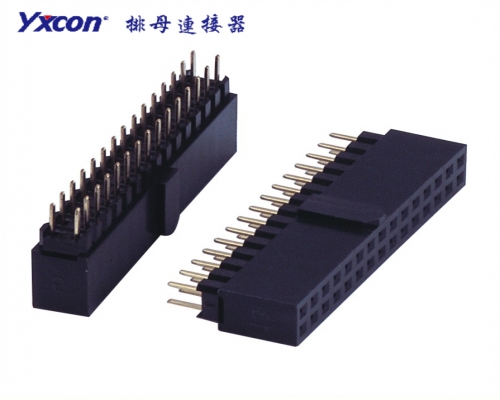 2.54Female Header，  Dual Rows，180°，Raised belt protruding point