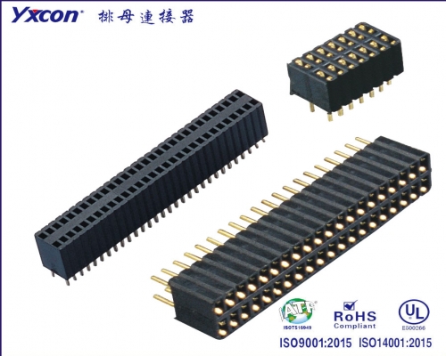 1.27Female Header，  Dual Rows，  row   spacing2.54，  180°，  Y type