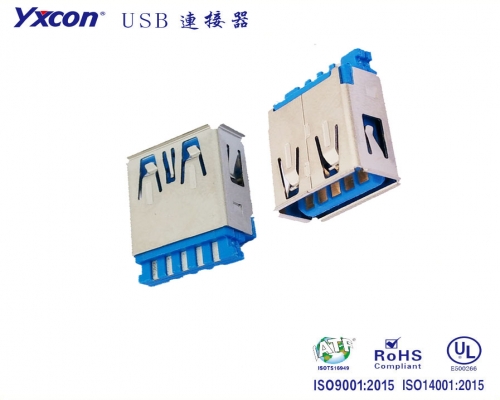 USB3.0 ,AF, 180°, welding line, Blue glue,15U