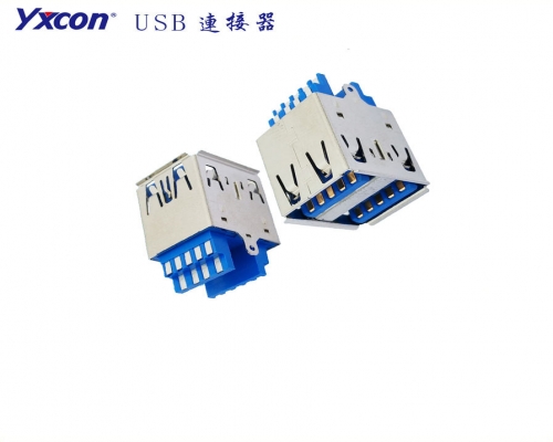 USB3.0, AF, 180°, double-deck, welding line type, GF ,fish spear