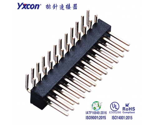 2.54排针 双排 单塑 H4.3 90度 镀金 尺寸可定制 PA6T/专业化定制/LED灯连接器/音响连接器