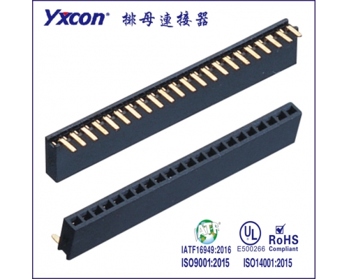 2.0排母  塑高4.3 单排 1X22P 90度  U型  PA6T/专业化定制/应用于电脑/电表连接器