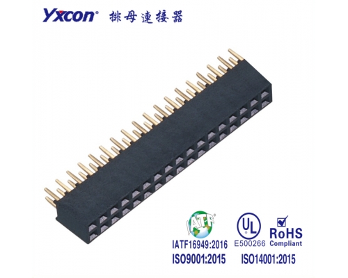 2.0排母 塑高6.35 双排  2X18P 180度  Y型  PA6T  波浪型/电表连接器