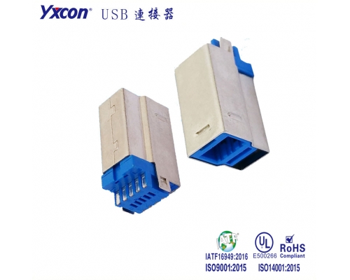 USB3. BM 蓝胶 镀金 3U'' 短体式/专业化定制/应用于电脑/电表连接器