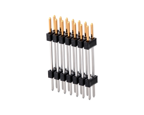 2.54间距/双排双塑/镀金/180度/直插排针连接器系列/尺寸可以按照客户需求设计生产